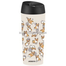 ARDESTO Travel mug Coffee Time Corgi 450ml, stainless steel, grey (AR2645CR)