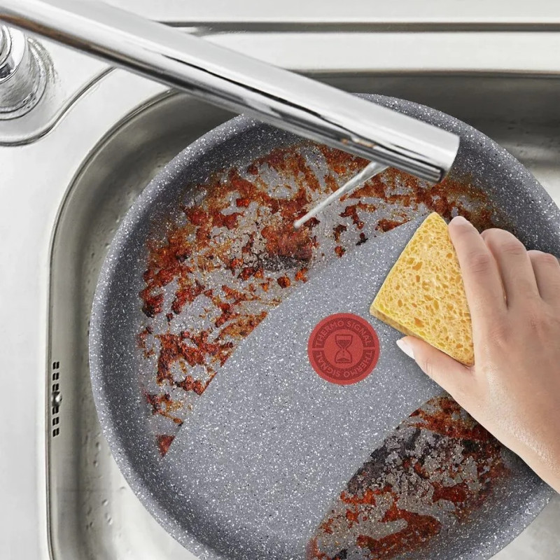 Tefal Сковорода ВОК Hard Stone, 28см, алюминий, бакелит, серый (D4561932)