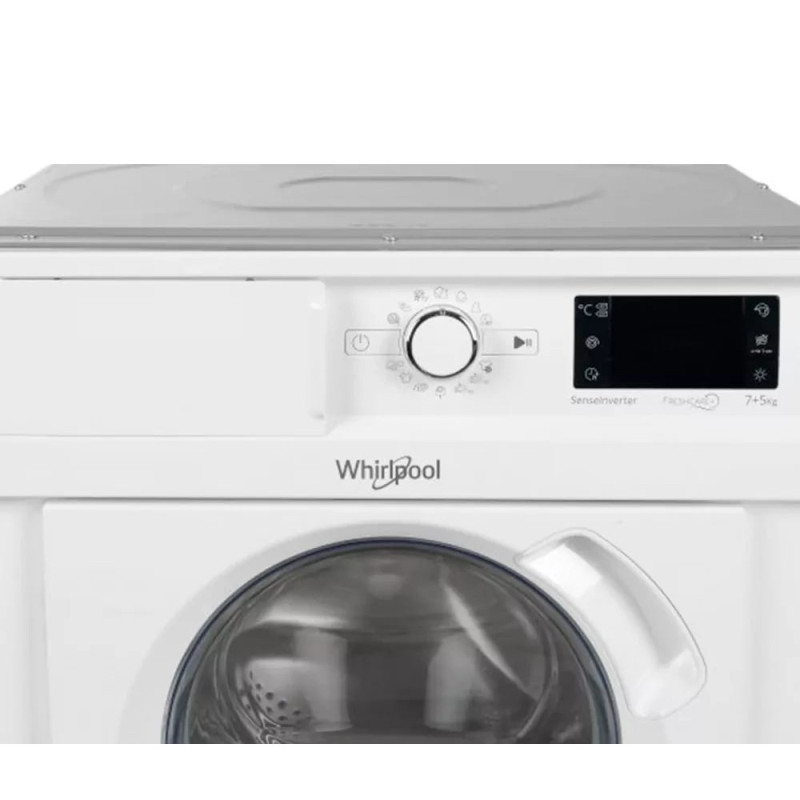 Whirlpool Washer-dryer built-in top load, 7(5)kg, 1400, A+++, 60cm, display, steam, invertor, white (BIWDWG75148UA)