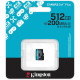 Kingston Карта пам'яті Kingston microSD 512GB C10 UHS-I U3 A2 V30 R200/W160MB/s (SDCG4/512GBSP)