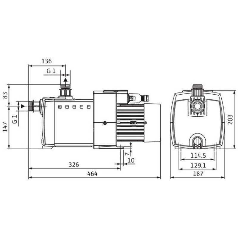 Wilo Pump HiMulti 3-45 P, for water supply, 4 m3/h, 8 bar, 0.8 kW, 230V (4194284)
