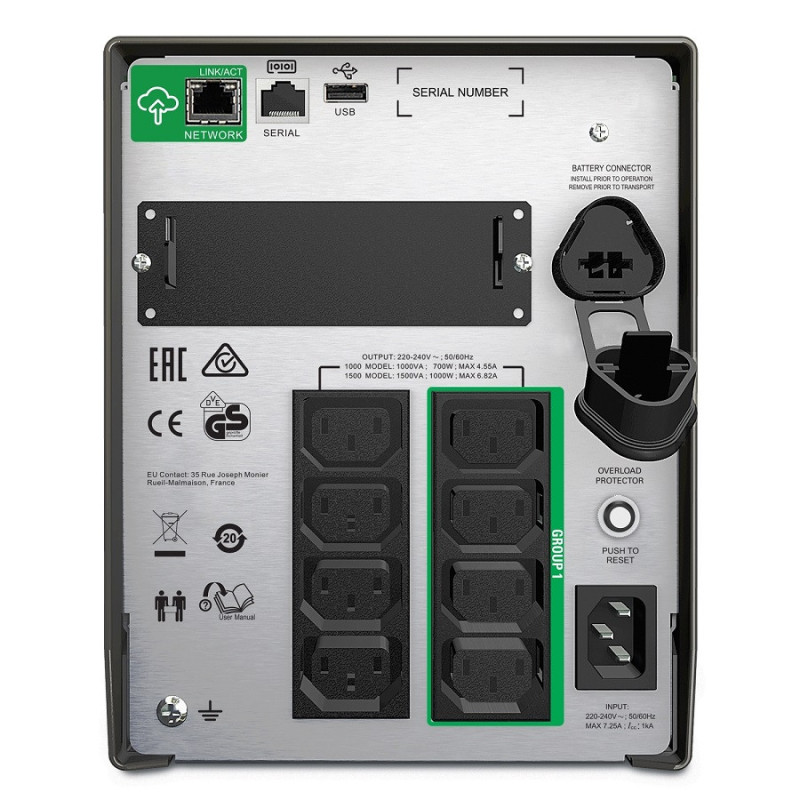 APC ИБП Smart-UPS 1000VA/700W, LCD, USB, SmartConnect, 8xC13 (SMT1000IC)