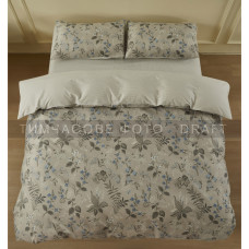 ARDESTO Bedding set 1.5 Gloria, sateen, wildflowers, light grey, duvet cover160x220cm, bed sheet 160x220cm, pillowcases (2) 50x70cm, 100% cotton (ART1622WF)