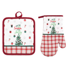 ARDESTO Набір прихваток для кухні Christmas Tree 18х20см, 18х30см, 100% поліестер (верх), 100% бавовна (низ), зелений (ART14HT)