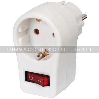 2E Адаптер питания с кнопкой включения, 1 шт., тип F, 16 А, белый (2E-AD0101SWH)