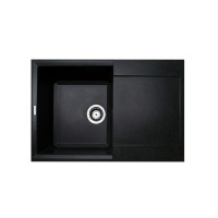 Adamant Kitchen sink Horizon, artificial stone, rectang., with drainboard, 780х495х230mm, bowl - 1, over-mounted, black (1824296101503)