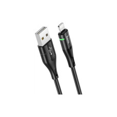 Дата кабель USB 2.0 AM to Lightning 1.2m 2.4A nylon light indicator U93 black HOCO (6931474732132)
