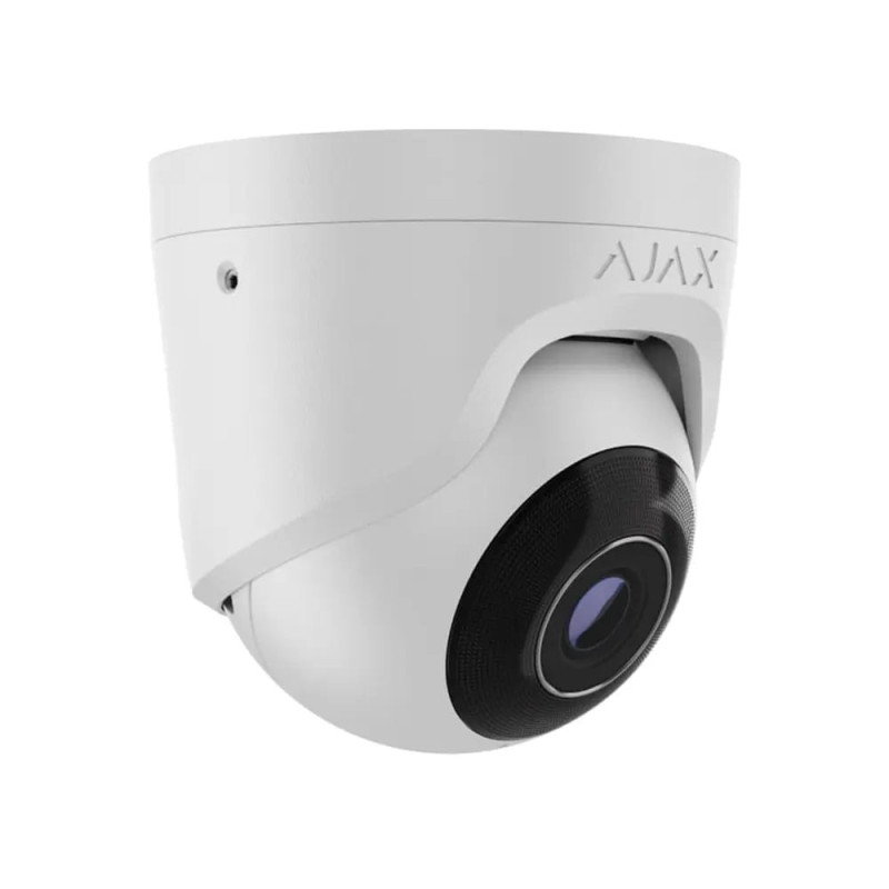 Ajax TurretCam wired IP camera, 5mp, 4mm, Poe, True WDR, IP 65, IR 35m, audio, 75° to 85° viewing angle, dome, white (000039308)