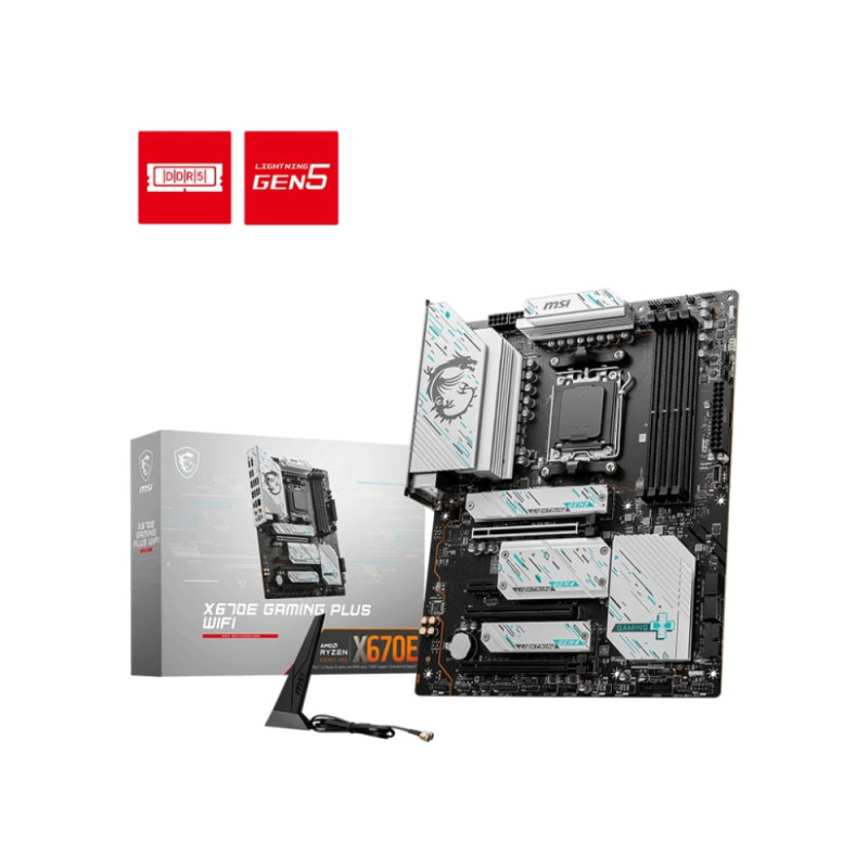 MSI Motherboard X670E GAMING PLUS WIFI sAM5 X670 4xDDR5 M.2 HDMI DP WiFi BT ATX (911-7E16-007)