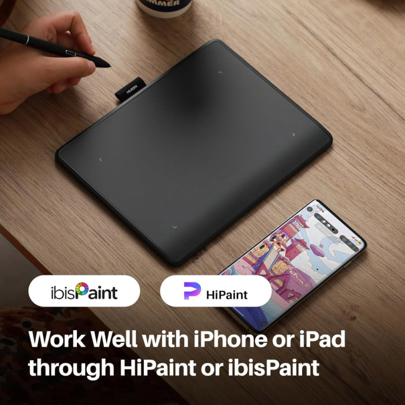 Huion Графический планшет 6.3"x3,9" Inspiroy Frego S, BT, USB-C, черный (L-310)
