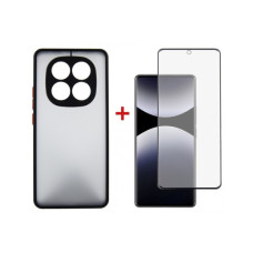 Чехол для мобильного телефона Dengos Kit Xiaomi Redmi Note 14 Pro case Matte + glass (Black) (DG-KM-128)