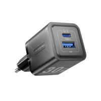 Зарядное устройство Vention 1xUSB-C PD30W + 1xUSB QC3.0 30W GaN black (FEQB0-EU)