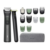 Philips Тример Series 9000, для обличчя, голови, тіла, акум., насадок-15, OneBlade в компл., сталь, сірий (MG9531/15)