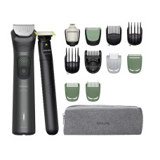 Philips Тример Series 9000, для обличчя, голови, тіла, акум., насадок-15, OneBlade в компл., сталь, сірий (MG9531/15)