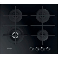 Whirlpool Hob gas on glass, 60cm, cast-iron, burner with a double row of flames, black (GOWL628/NBEE)