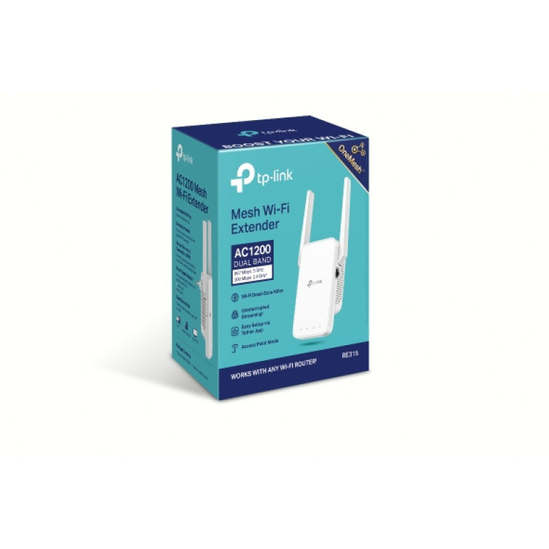 TP-Link Повторитель Wi-Fi сигнала RE315 AC1200 1хFE LAN ext. ant x2 MESH