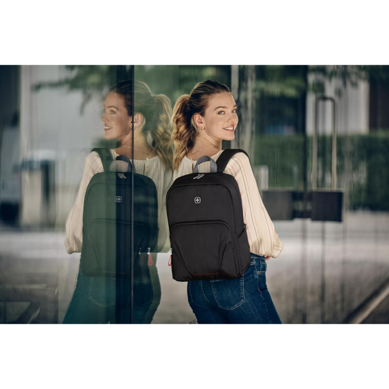 Wenger Motion Backpack, 15.6  Laptop Backpack with Tablet Pocket, Chic Black (612545)
