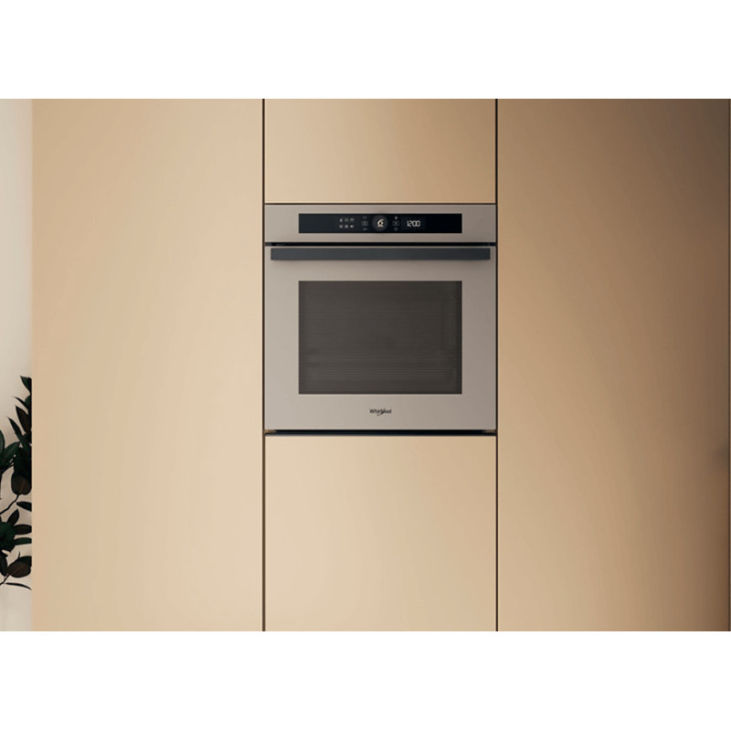 Whirlpool Духовой шкаф электрический, 73л, A+, дисплей, конвекция, телескопические направляющие, бежевый (WOI4S8CM1SEA)