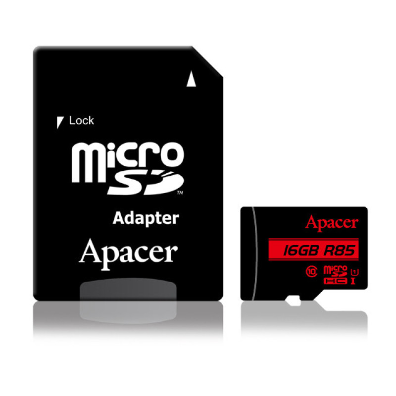 Apacer Карта пам'яті microSD 32GB C10 UHS-I R85MB/s + SD (AP32GMCSH10U5-R)