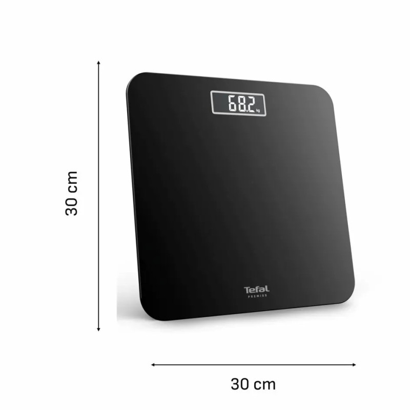 Tefal Ваги Tefal підлогові Premiss, 160кг, AAAx2 в комплекті, скло, чорний (PP1800V0)