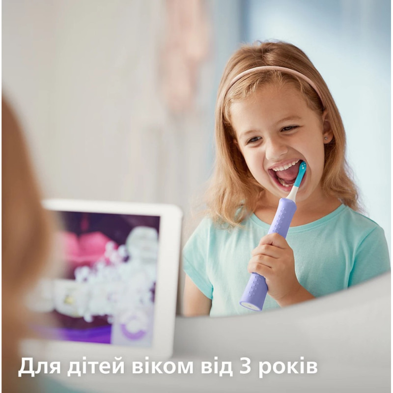 Philips Philips toothbrush electric Sonicare For Kids, 62th.fluct/min, nozzle-2, white, purple (HX6322/12)