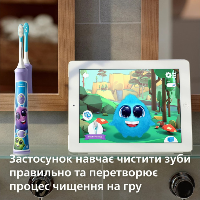 Philips Philips toothbrush electric Sonicare For Kids, 62th.fluct/min, nozzle-2, white, purple (HX6322/12)
