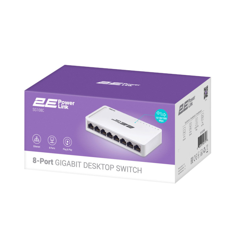 2E PowerLink SF108C 8xFE, Unmanaged desktop Switch, plastic case (2E-SG108C)