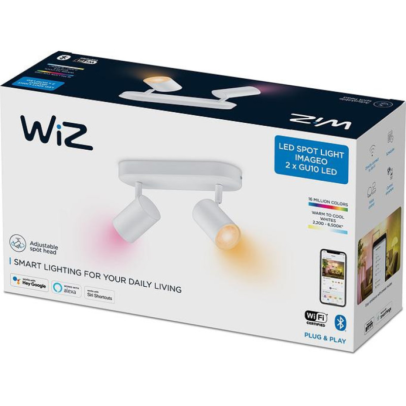 WiZ Surface-mounted spotlight smart IMAGEO Spots, 2х5W, 2200-6500K, RGB, Wi-Fi, white (929002658801)
