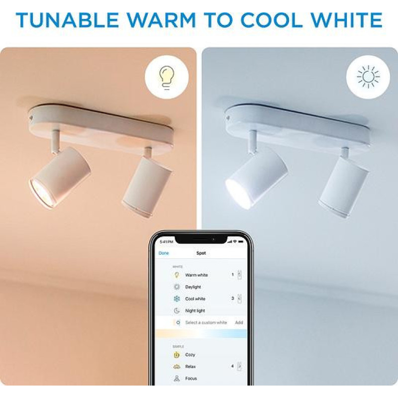 WiZ Surface-mounted spotlight smart IMAGEO Spots, 2х5W, 2200-6500K, RGB, Wi-Fi, white (929002658801)