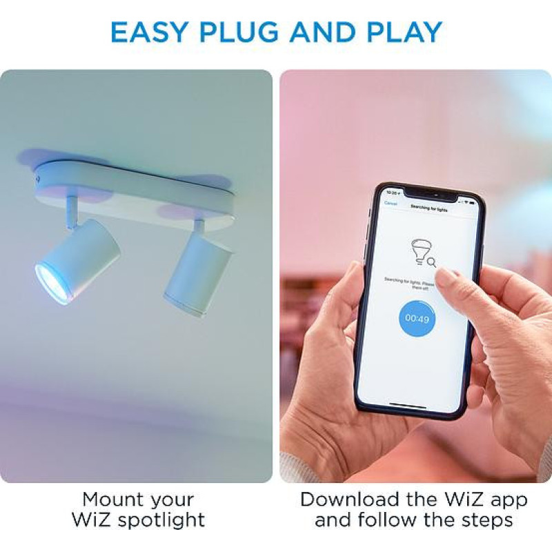 WiZ Surface-mounted spotlight smart IMAGEO Spots, 2х5W, 2200-6500K, RGB, Wi-Fi, white (929002658801)
