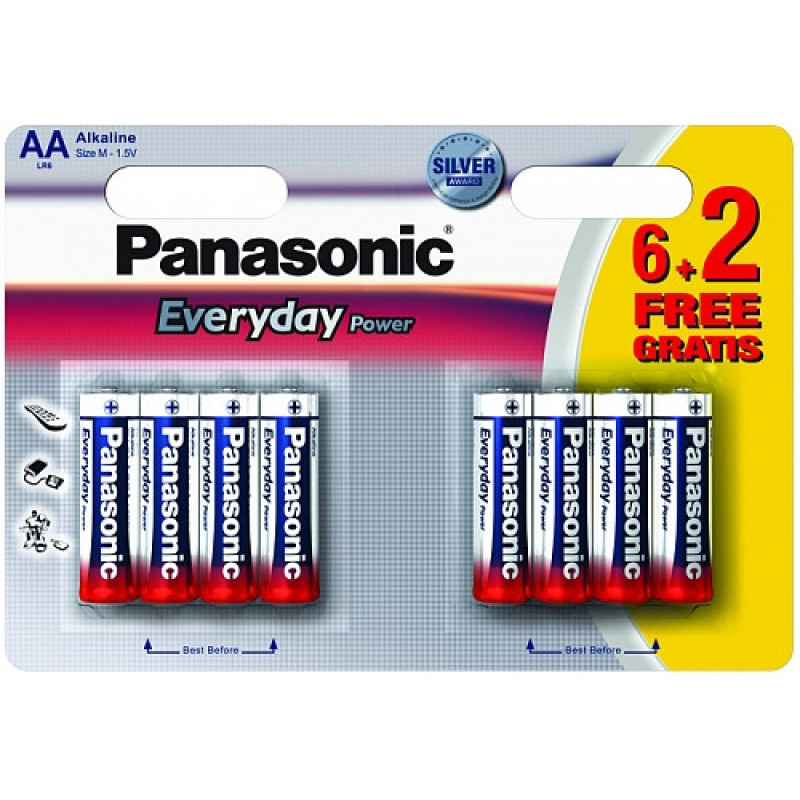 Panasonic EVERYDAY POWER AA[BLI 8 (6+2) ALKALINE] (LR6REE/8B2F)