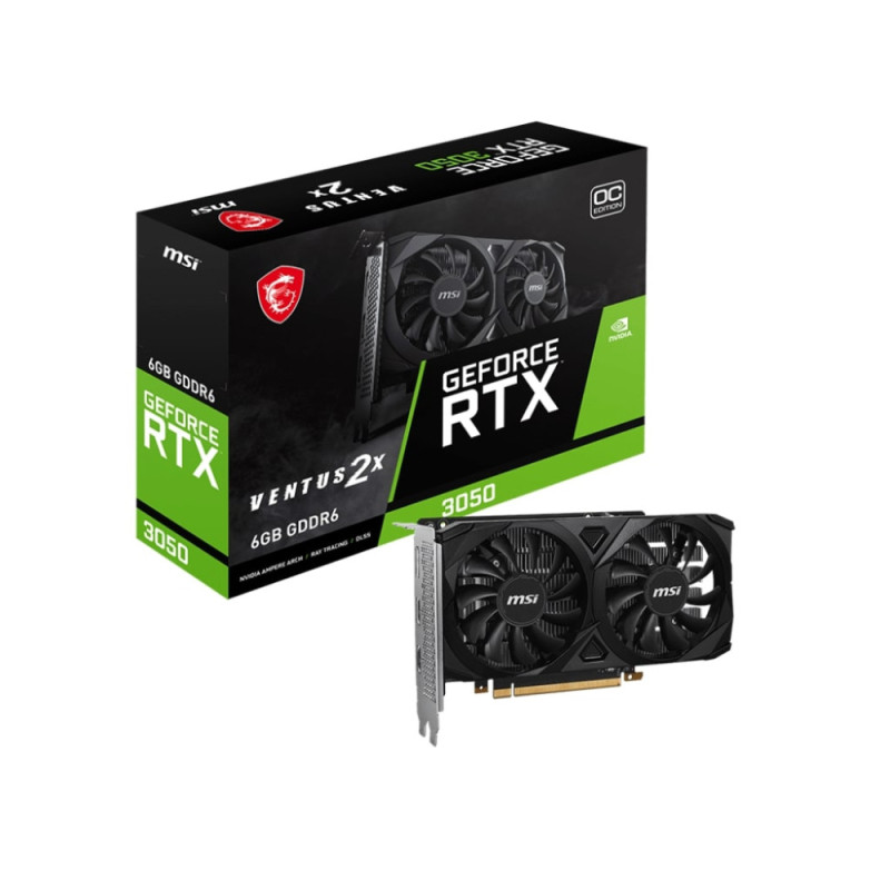 MSI Видеокарта GeForce RTX 3050 6GB GDDR6 VENTUS 2X OC (912-V812-015)