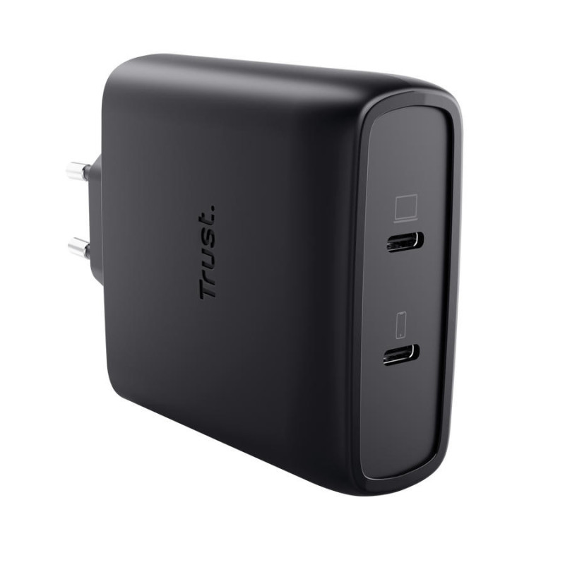 Trust Зарядний пристрій мережевий Maxo 100Вт, GaN, 2xUSB-C ,PD/PPS, чорний (25527_TRUST)