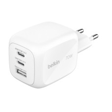 Belkin Зарядний пристрій мережевий Belkin 70Вт 2хUSB-С/USB-A GAN PD PPS, білий (WCH018HQWH)