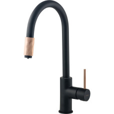 Deante Sink tap Aster, spout lenght - 206mm, swivel, 1+filter connection, black-cooper (BCA_B64M)