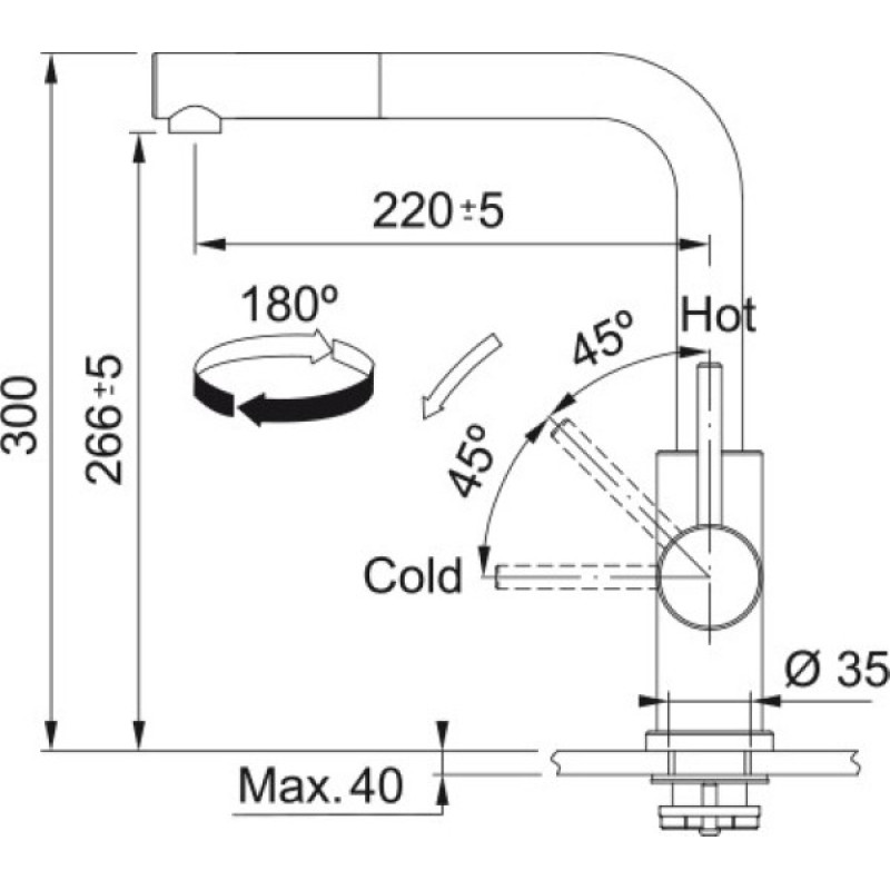 Franke Sink tap Smart Glenda, spout lenght - 225mm, pull-out, 1-handle, inox (115.0706.986)