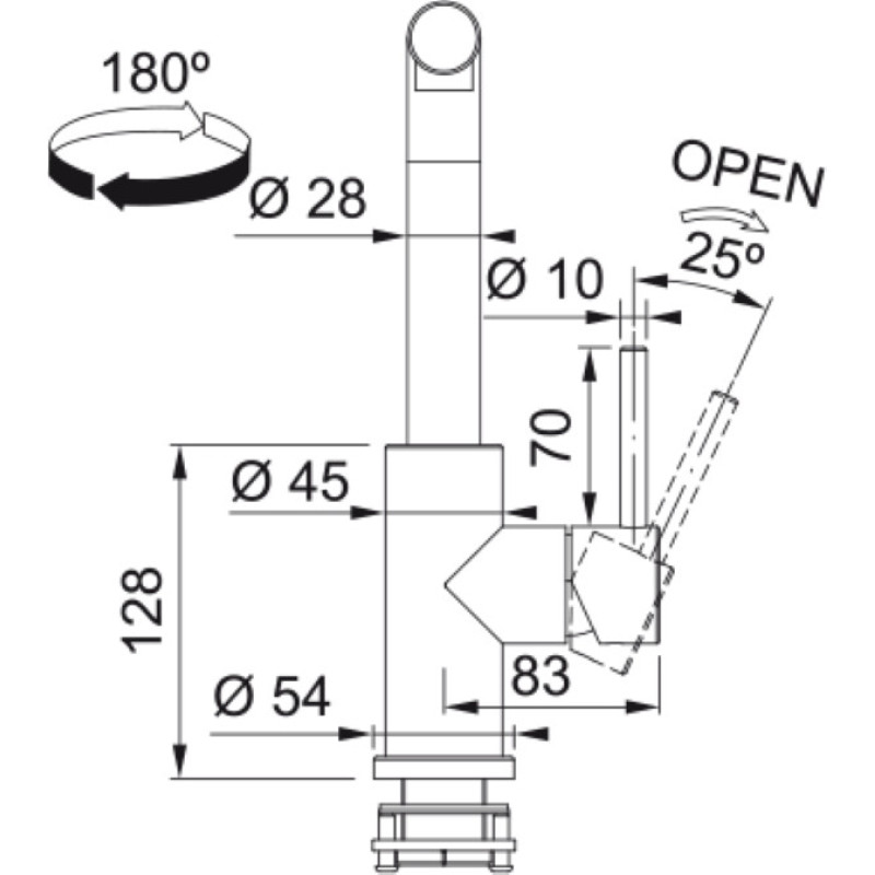 Franke Sink tap Smart Glenda, spout lenght - 225mm, pull-out, 1-handle, inox (115.0706.986)