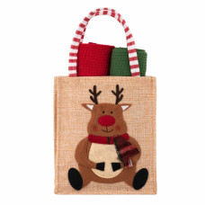 ARDESTO Подарунковий набір рушничків в мішечку Christmas Deer 38х63см, 2шт, 100% бавовна, червоний, зелений (ART3863HDB)