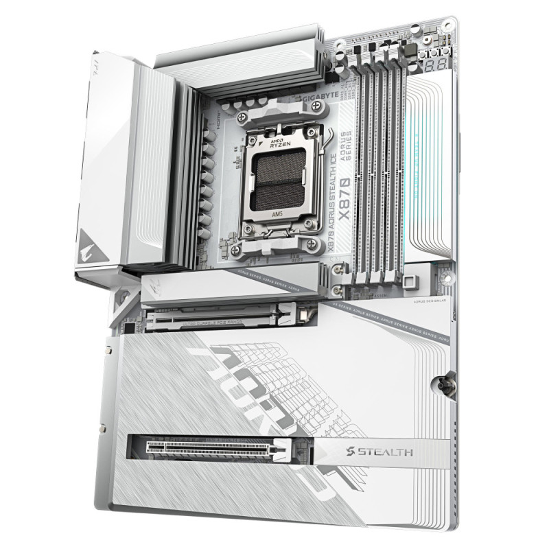 Gigabyte Материнська плата X870 A STEALTH ICE sAM5 X870 4xDDR5 M.2 HDMI Wi-Fi BT ATX (X870_A_STEALTH_ICE)