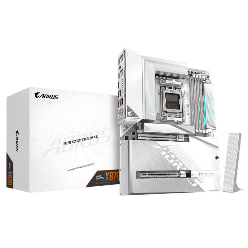 Gigabyte Материнська плата X870 A STEALTH ICE sAM5 X870 4xDDR5 M.2 HDMI Wi-Fi BT ATX (X870_A_STEALTH_ICE)