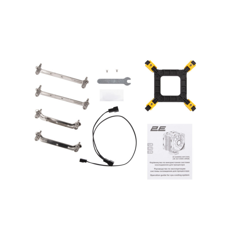 2E Gaming Процессорный кулер Air Cool AC120D6-ARGB LGA1851, 1700, 1366, 1200, 115x, AM5, AM4, AM3, AM3+, AM2, AM2+, FM2, FM1 4pin PWM, 3pin +5VARGB TDP 200W (2E-AC120D6-ARGB)