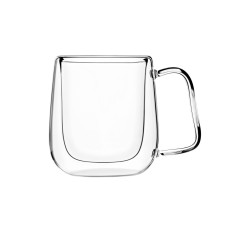 ARDESTO Double wall mug set with handles, 250ml, 2pcs, borosilicate glass, transparent (AR2625BPR)