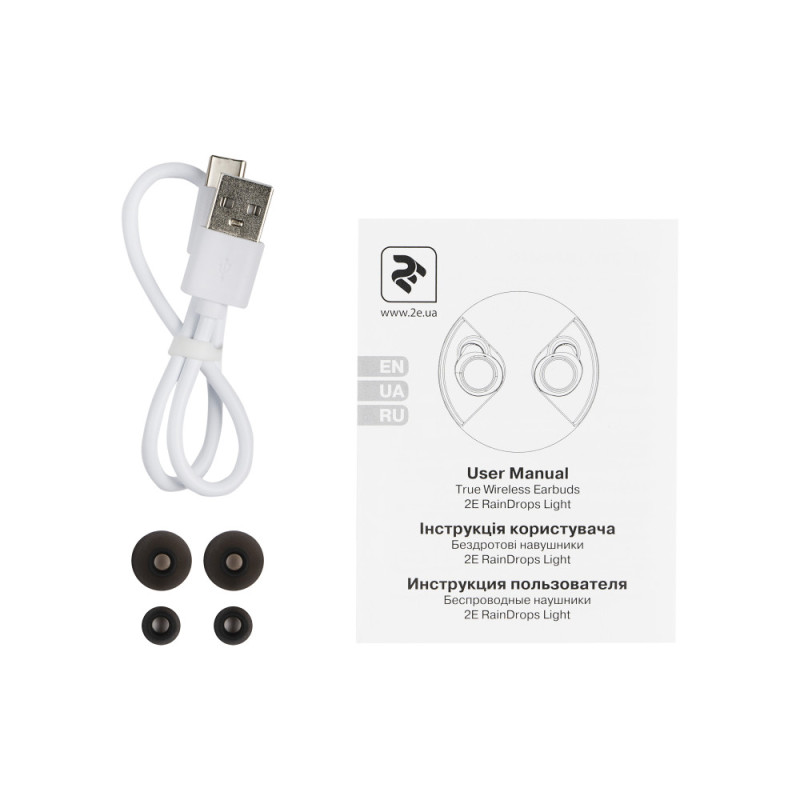 2E Наушники RainDrops Light True Wireless Waterproof Mic White (2E-EBTWRDLWT)