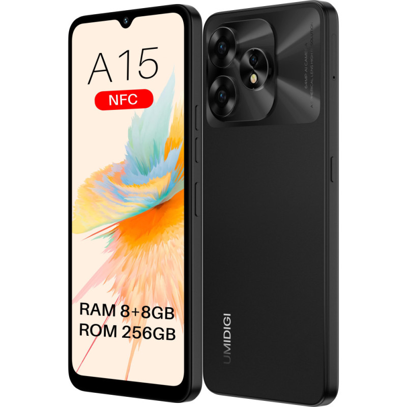 UMIDIGI Смартфон A15 (MP33) 6.7" 8/256ГБ, 2SIM, 5000мА·год, чорний (6973553523095)