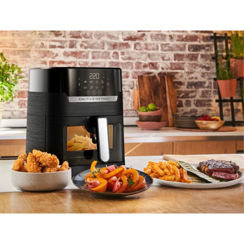Moulinex Мультипіч Easy Fry&Grill Window, 1550Вт, чаша-4.2л, сенсорне керув., 8 програм, з віконцем, пластик, чорний (EZ506820)