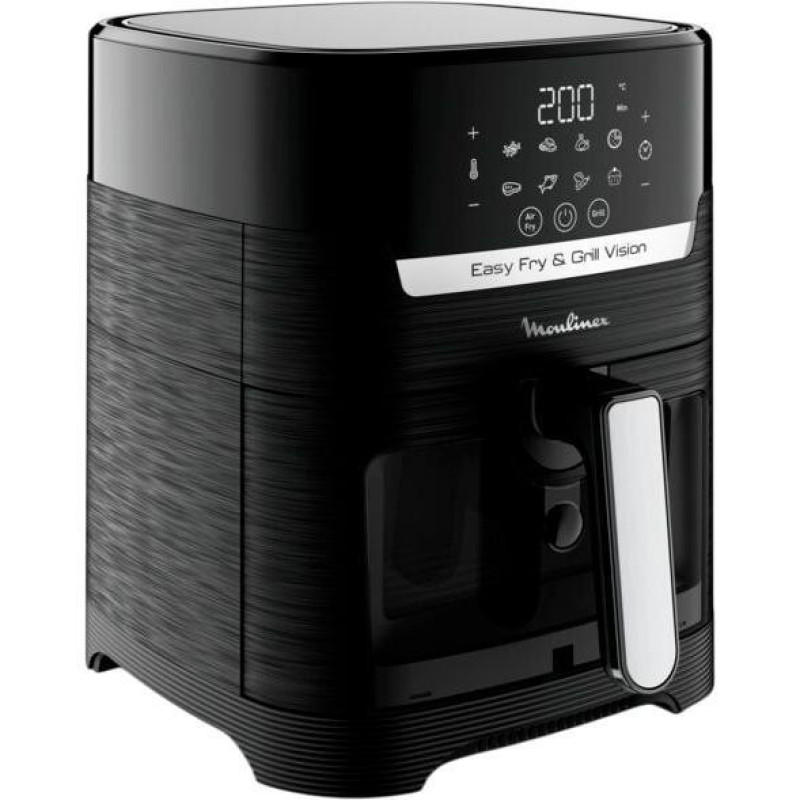 Moulinex Мультипіч Easy Fry&Grill Window, 1550Вт, чаша-4.2л, сенсорне керув., 8 програм, з віконцем, пластик, чорний (EZ506820)