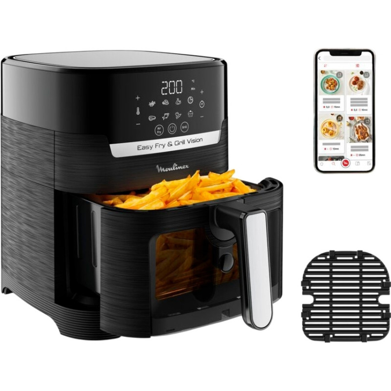 Moulinex Мультипіч Easy Fry&Grill Window, 1550Вт, чаша-4.2л, сенсорне керув., 8 програм, з віконцем, пластик, чорний (EZ506820)