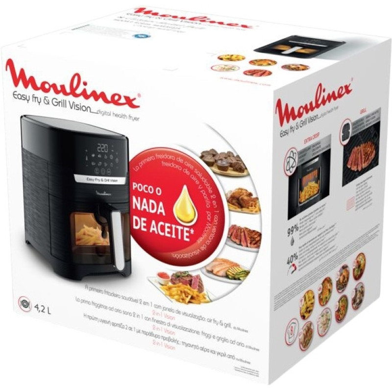 Moulinex Мультипіч Easy Fry&Grill Window, 1550Вт, чаша-4.2л, сенсорне керув., 8 програм, з віконцем, пластик, чорний (EZ506820)