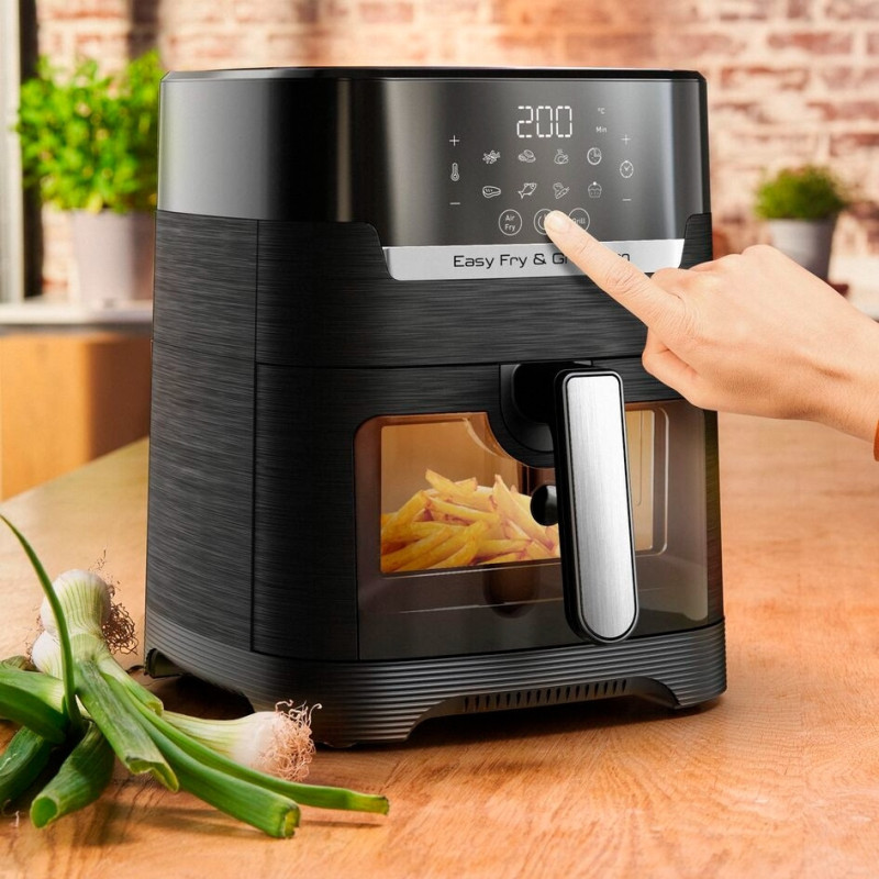 Moulinex Мультипіч Easy Fry&Grill Window, 1550Вт, чаша-4.2л, сенсорне керув., 8 програм, з віконцем, пластик, чорний (EZ506820)