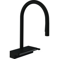 Hansgrohe Смеситель для кухни Aquno Select M81, дл.излива - 220мм, поворотный, вытяжной, 1 рычаг, чорный матовый (73837670)